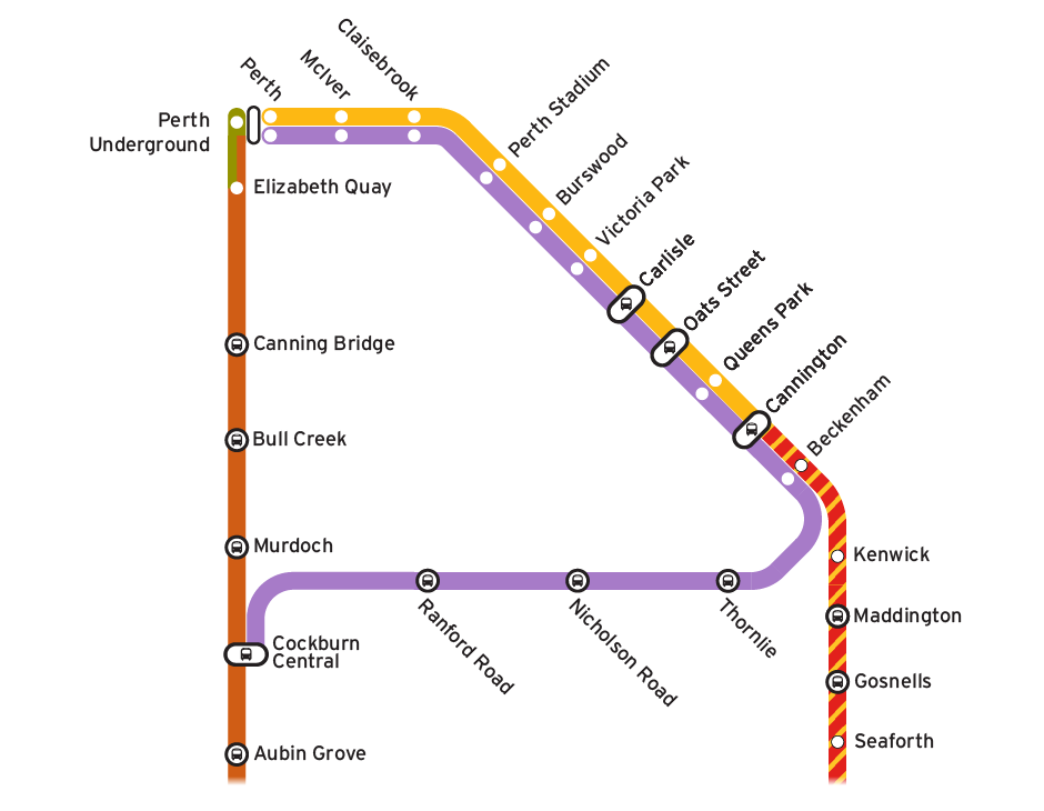 Transperth Line Map Thornlie-Cockburn Line